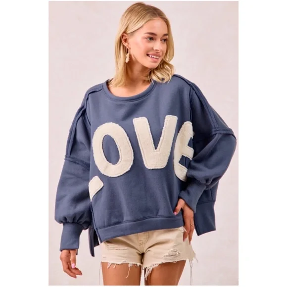 BiBi Blue LOVE Sweatshirt - Picture 2 of 7